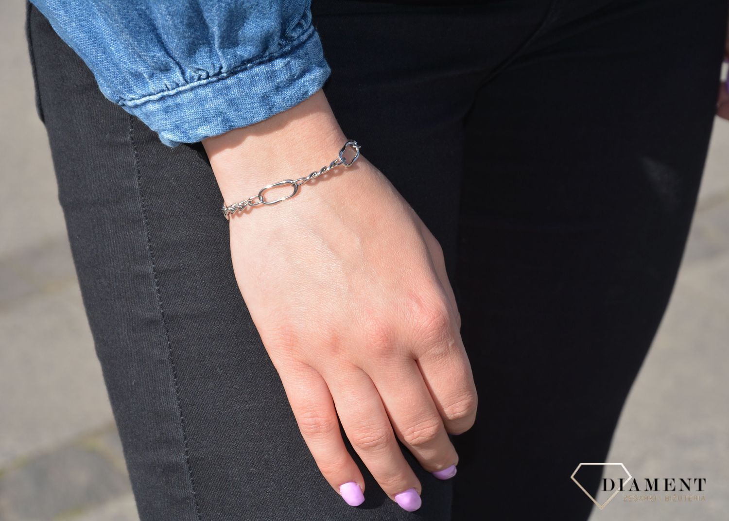 Bransoletka srebrna damska splot figaro nowoczesny B RM 23962S. Bransoletka srebrna figaro Dall'Acqua. Bransoletka figaro jest to biżuteria, będąca ponadczasowym, eleganckim klasykiem. 1.jpg